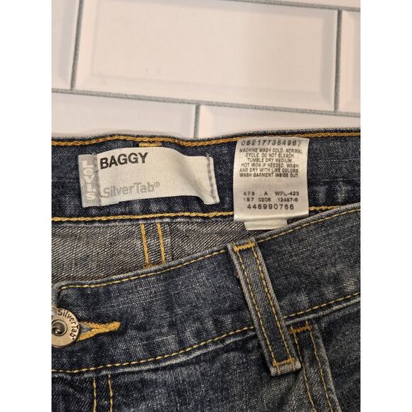 Levis Silver Tab Baggy Jeans Mens Size 36x32 Blue Denim Distressed Grunge Style - Picture 6 of 10